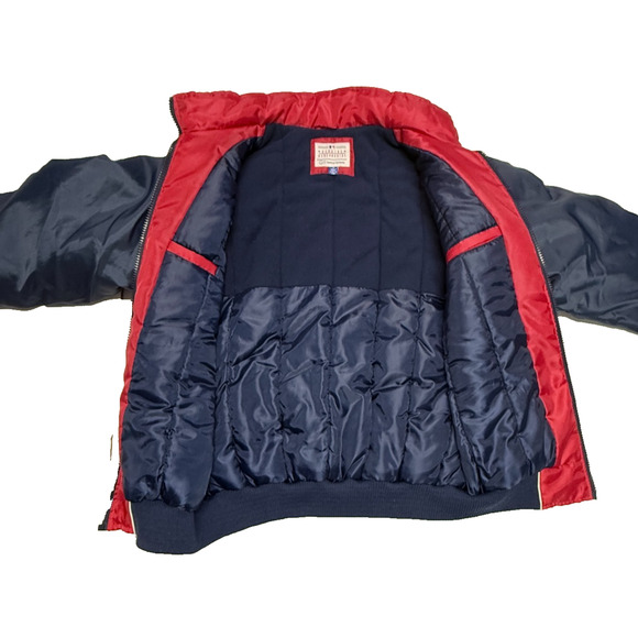 St Louis Cardinals Bomber Jacket Mens Medium Red Blue Detachable Hood Full Zip - Picture 9 of 12